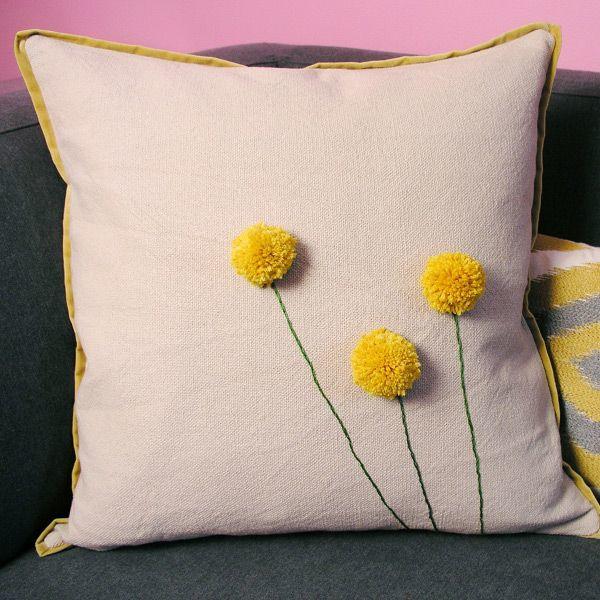 Ponpon çiçekler ile adım adım el işi yastık yapılışı